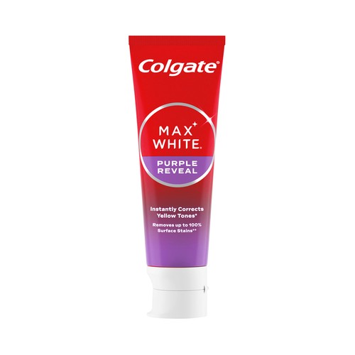 COLGATE Max white purple reveal Pasta de dientes de uso diario con acción blanqueante 75 ml.