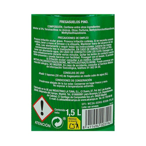 PRODUCTO ALCAMPO Fregasuelos pino 1,5 l.