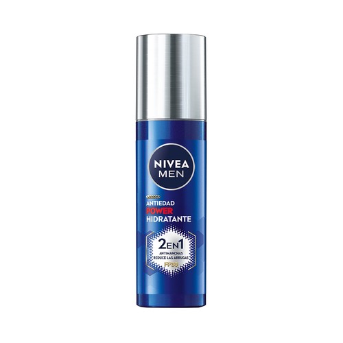 NIVEA Men power Crema hidratante y antiedad con acción antimanchas y FPS 30 50 ml.