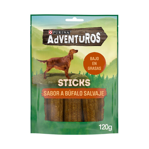 PURINA Adventuros Snacks para perros con sabor a búfalo, ricos en carne y bajos en grasas 120 g.