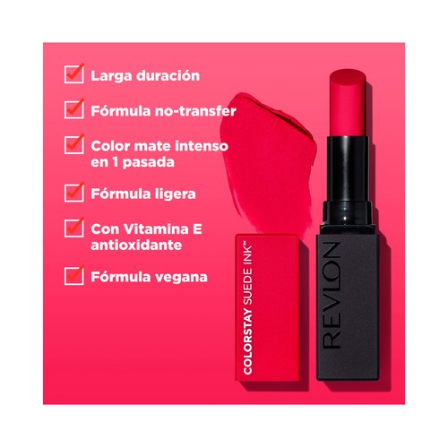 REVLON Colorstay suede ink Tono 018  First class Barra de labios de larga duración con acabado mate.