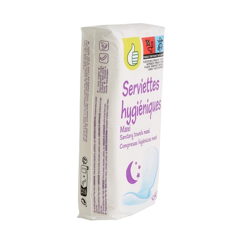 PRODUCTO ECONÓMICO ALCAMPO Compresas higiénicas de noche maxi 14 uds.