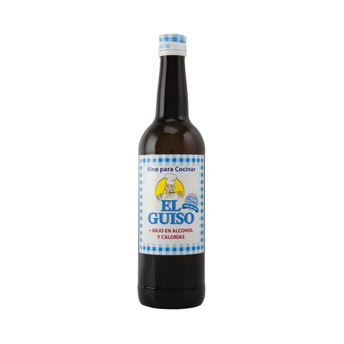 EL GUISO Vino blanco para cocinar bajo en alcohol y en calorias botella 75 cl.