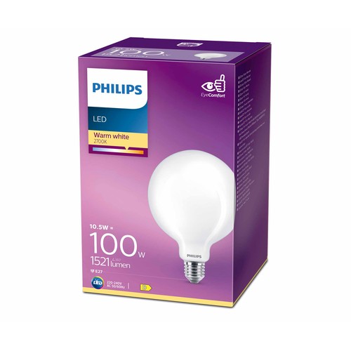 Bombilla Led E27, 13,5W=100W, luz cálida 2700K, 1521lm, PHILIPS.