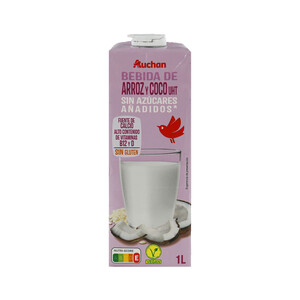 Imagen de AUCHAN Bebida de coco y arroz sin azúcares añadidos ni gluten 1 l. Producto Alcampo