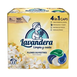 LA ANTIGUA LAVANDERA Detergente en cápsulas 4 en 1 con aroma a flores silvestres 22 uds.