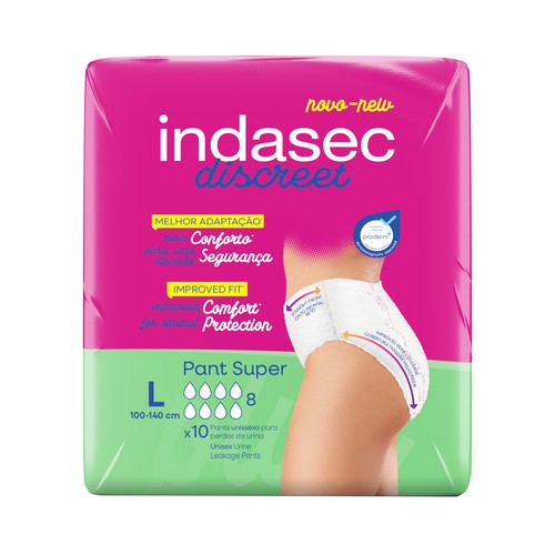 INDASEC Discreet Pants de incontinencia super, talla grande, para perdidas de orina severas 10 uds