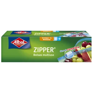 ALBAL Bolsas multiusos con cierre de cremallera (tamaño mediana 20x16cm) ALBAL 12 uds.