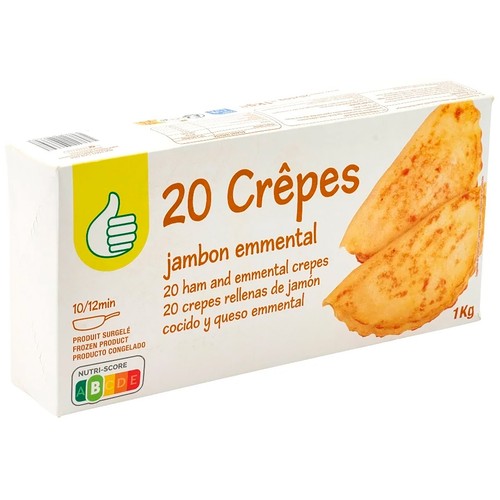 PRODUCTO ECONÓMICO ALCAMPO Crepe de jamón y queso 20 uds. 1 kg.