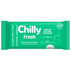 CHILLY Toallitas humedas biodegradables, para higiene intima, con pH5 y acción antiolor CHILLY Fresh 12 uds