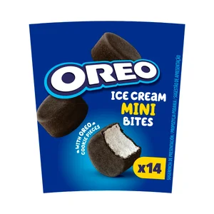 OREO Mini bites Mini helados de vainilla recubiertos de chocolate con trocitos de galleta 14 x 7.5 ml.