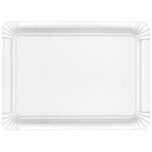 Set de 3 bandejas desechables de cartón color blanco, 24x3 centímetros, ACTUEL.