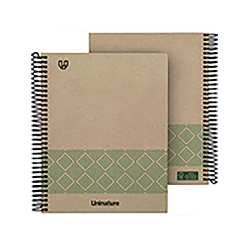 Cuaderno de espirales A4, 80 hojas de 90 gr, 4 x 4, surtido de diseños, UNINATURE.