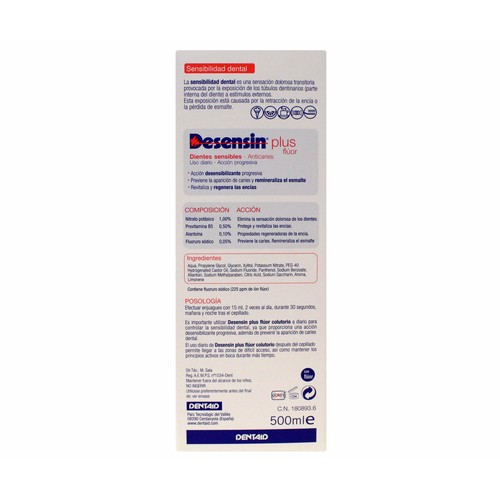 DESENSIN Enjuague bucal con flúor especial para dientes sensibles DESENSIN 500 ml.