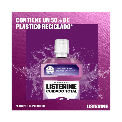 LISTERINE Enjuague bucal de uso diario con sabor a menta LISTERINE Cuidado total 500 ml.