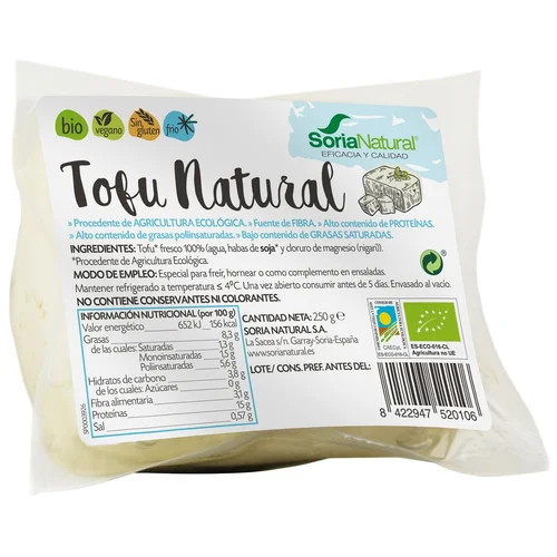 SORIA NATURAL Bio Tofu ahumado procedente de agricultura ecológica 250 g.
