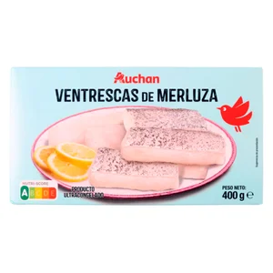 AUCHAN Ventrescas congeladas de merluza 400 g. Producto Alcampo