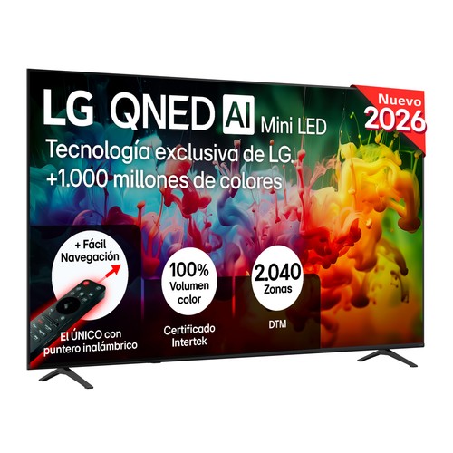 Televisión 215,9 cm (85") QNED MINILED LG 85QNED70B6C, 4K, Dolby digital plus, Bluetooth 5.3, 3HDMI, USB, HDR, webOs, 60Hz.