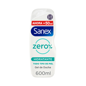 SANEX Gel de ducha o baño hidratante para todo tipo de pieles SANEX Zero% 600 ml.