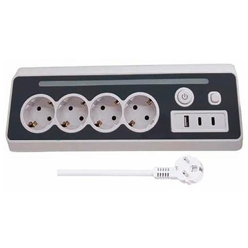 Base sobremesa 4 x 16, 1 ranura USB y 2 ranuras tipo C, 4 metros de cable, OSCA.