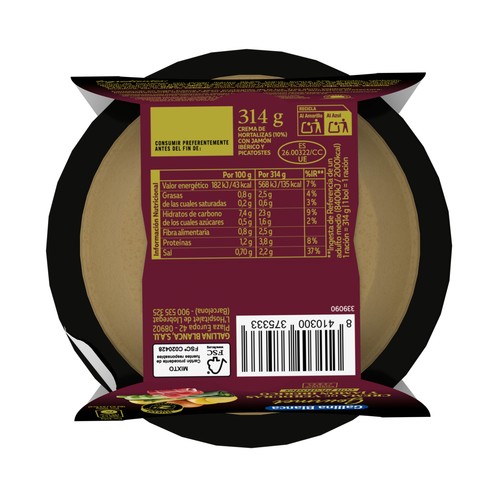 GALLINA BLANCA Gourmet Crema de verduras y jamón ibérico (Enrique Tomas) con picatostes 300 g.