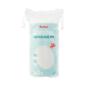 PRODUCTO ALCAMPO Sensitive Discos ovalados desmaquilladores con aloe vera, para pieles sensibles 50 uds.