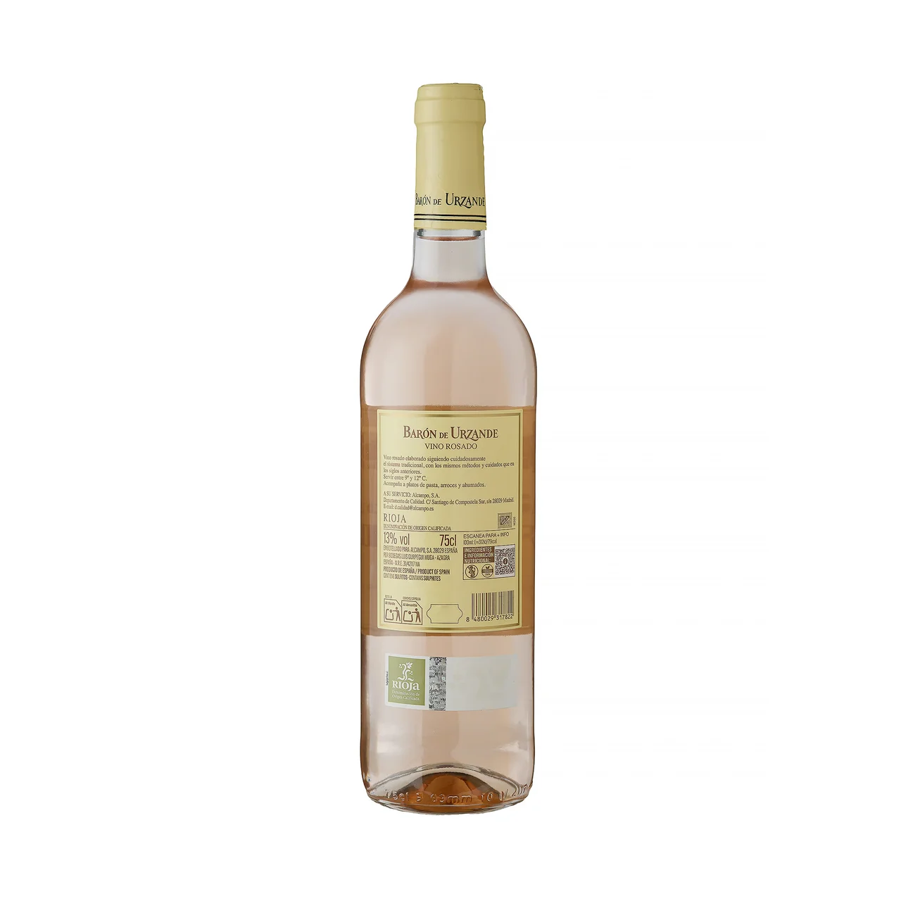 BARON DE URZANDE  Vino rosado con D.O. Ca. Rioja botella 75 cl.