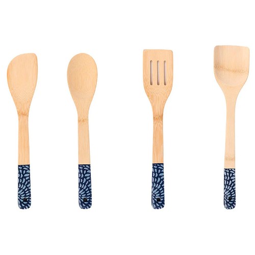 Set de 4 utensilios de madera de bambu con mango, ALCAMPO.