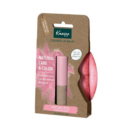 KNEIPP Balsamo labial hidratante con color, tono natural rose.