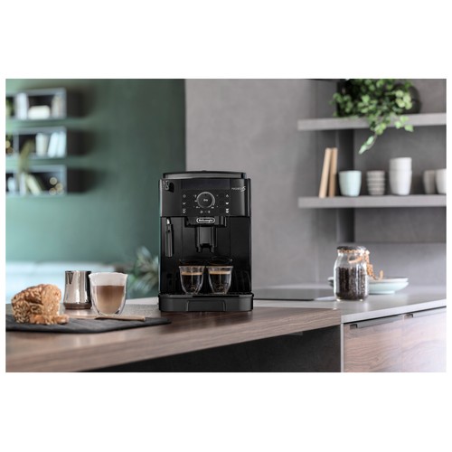 Cafetera espresso superautomática DELONGHI Magnifica S ECAM 12.121.B, color negro, 2 tazas, presión 15bar, molinillo, café en grano o molido, sistema Cappuccino, 1450W.