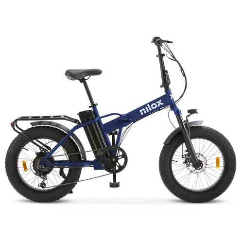Bicicleta eléctrica plegable NILOX X8 Pro, color azul, 250W, ruedas 20", autonomía 70Km.
