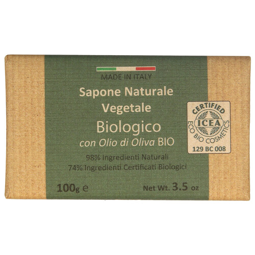 Pastilla de jabón natural vegetal, con aceite de oliva ITERITALIA 100 g.