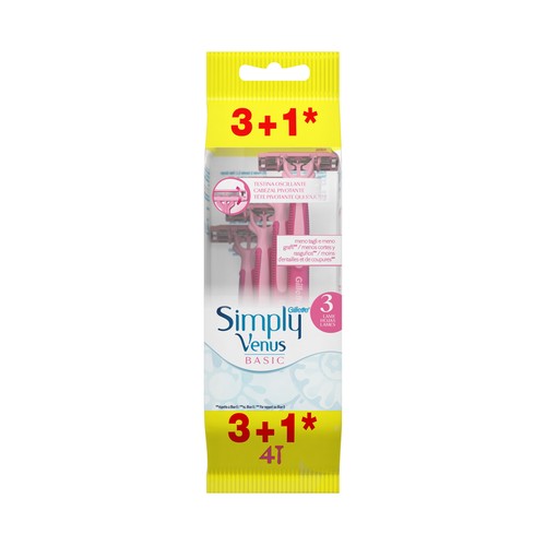Maquinilla de afeitar con 3 hojas VENUS Simply de Gillette 4 uds.