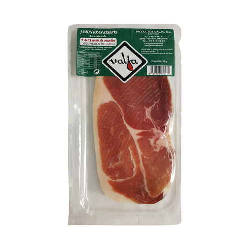 Jamón gran reserva (+ de 15 meses de curación) cortado en lonchas con separador VALJA 150 g.