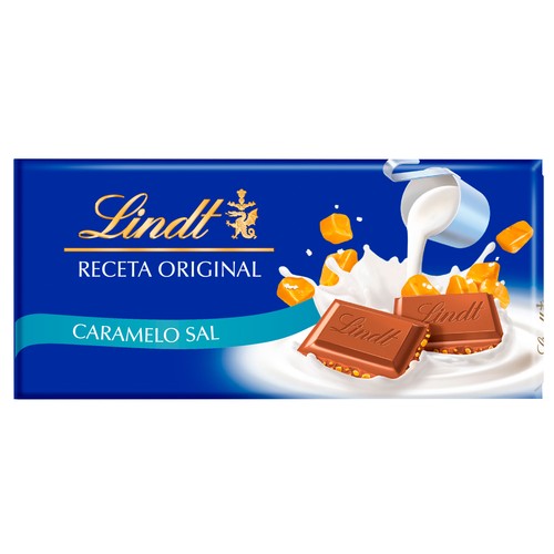 LINDT Chocolate con leche, caramelo y sal 100 g.