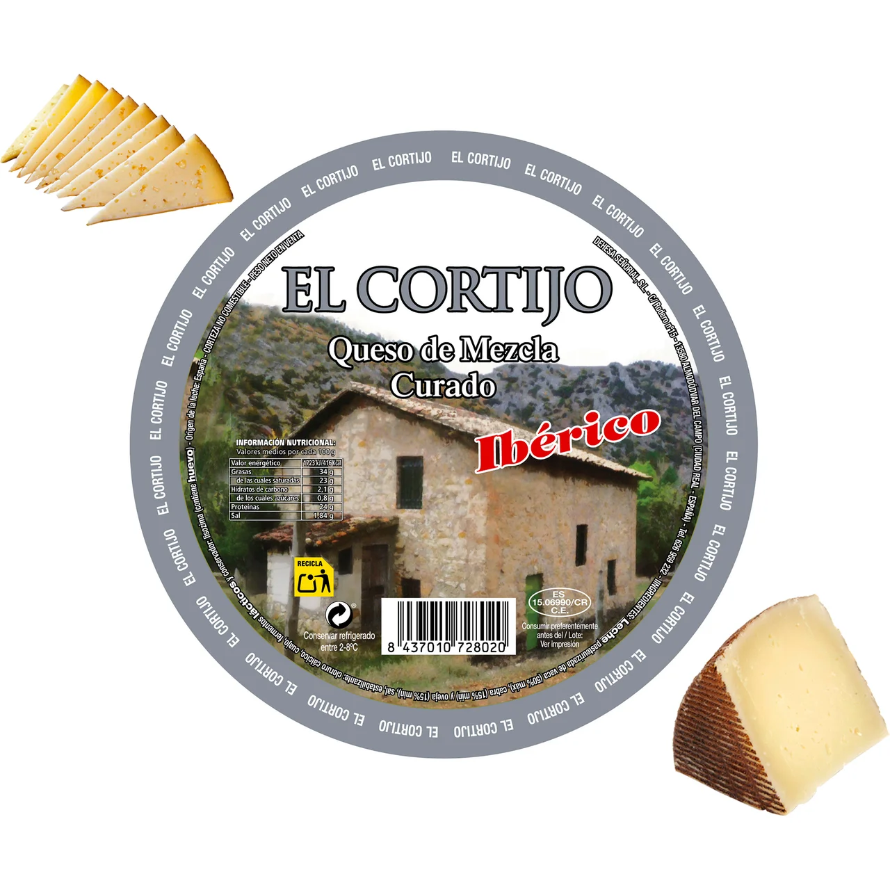 Queso mezcla curado Ibérico. - Trozo