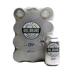 Imagen de HOLBRAND Cerveza sin alcohol  pack de 12 latas de 33 centilitros.