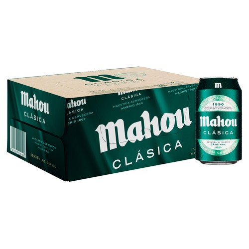 Cervezas Clásicas MAHOU pack de 12 latas de 33 centilitros