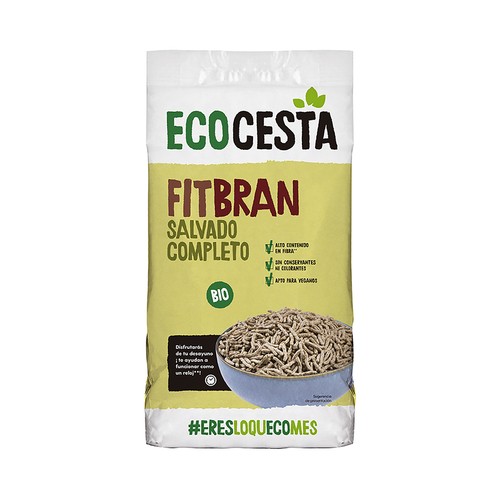 ECOCESTA Fitbran Salvado completo ecológico, apto para veganos 450 g.