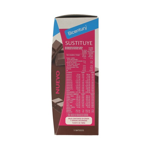 BICENTURY Batido con sabor a chocolate Sustituye de BICENTURY 225 g.