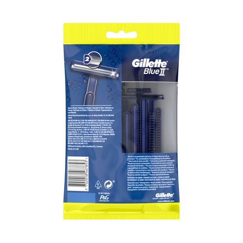 GILLETTE Maquinilla de afeitar desechable, con cabezal de doble hoja GILLETTE Bue II 12 uds