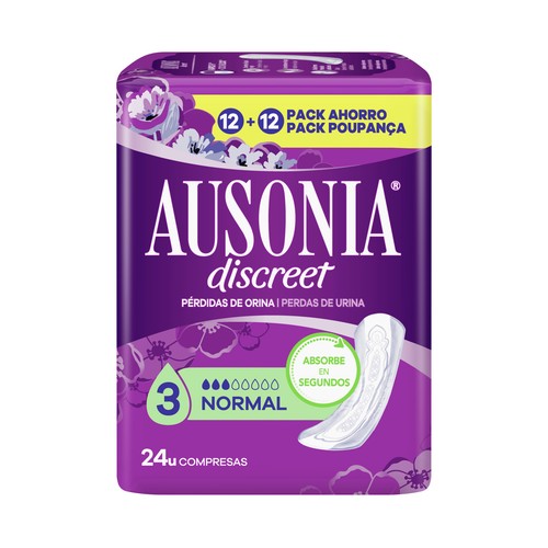 AUSONIA Compresas para pérdidas de orina normal AUSONIA Discreet 24 uds.