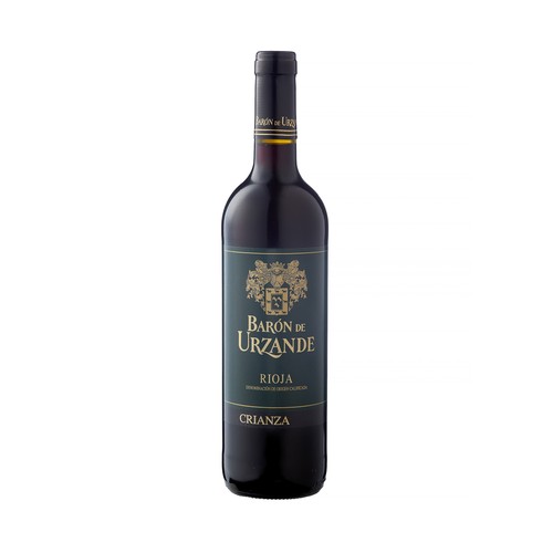 Vino tinto crianza con denominación de origen calificada Rioja BARÓN DE URZANDE botella de 75 cl.