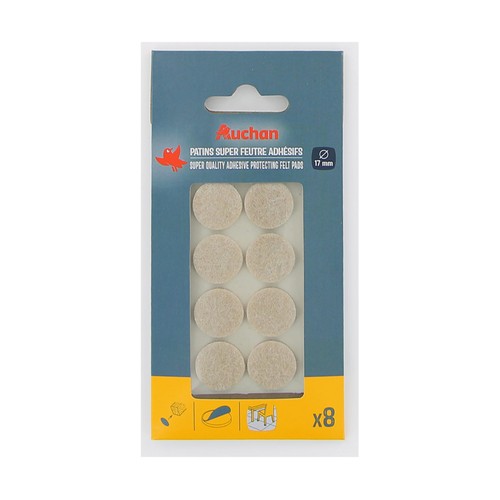 Fieltro adhesivo beige 17mm, 8 unidades, AUCHAN.