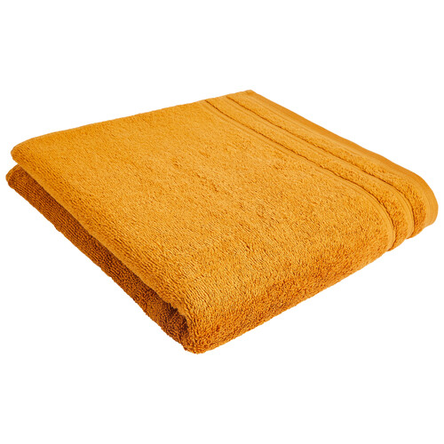 Toalla de ducha 100% algodón color amarillo ocre, densidad de 500g/m², ACTUEL.