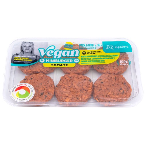 LA PALMA Mini hamburguesas vegetales de tomate LA PALMA 6x35 g.