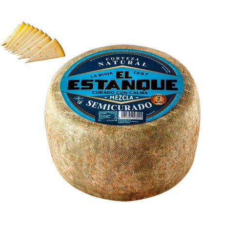 EL ESTANQUE Queso mezcla semicurado con corteza natural al corte. - Tapeo 3 a 5 mm