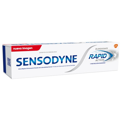 SENSODYNE Pasta de dientes con flúor y acción blanqueante, para dientes sensibles SENSODYNE Rapid action 75 ml.