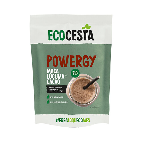 ECOCESTA Powergy Superalimento ecológico (maca, lúcuma y cacao) con alto contenido en hierro 175 g.