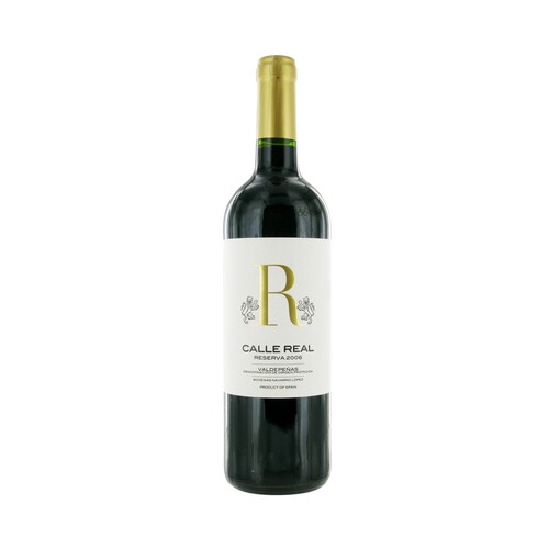 CALLE REAL  Vino tinto reserva con D.O. Valdepeñas CALLE REAL botella de 75 cl.